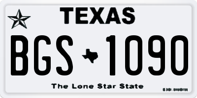 TX license plate BGS1090