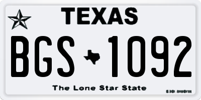 TX license plate BGS1092