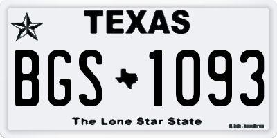 TX license plate BGS1093