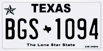 TX license plate BGS1094