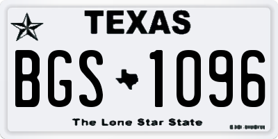 TX license plate BGS1096