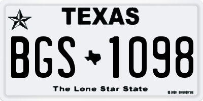 TX license plate BGS1098