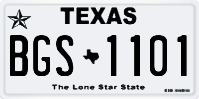 TX license plate BGS1101