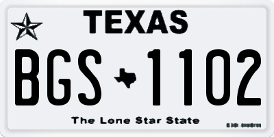 TX license plate BGS1102