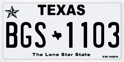 TX license plate BGS1103