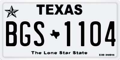 TX license plate BGS1104