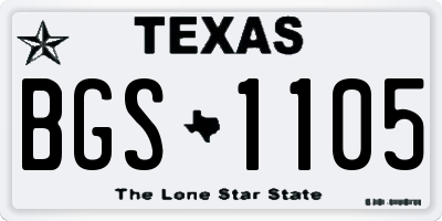TX license plate BGS1105