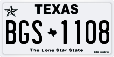 TX license plate BGS1108