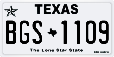 TX license plate BGS1109