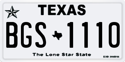 TX license plate BGS1110