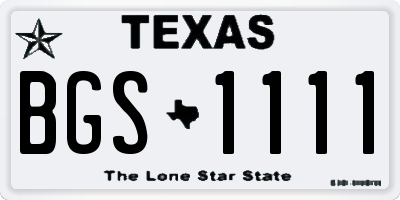 TX license plate BGS1111