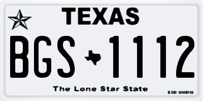 TX license plate BGS1112