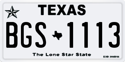 TX license plate BGS1113