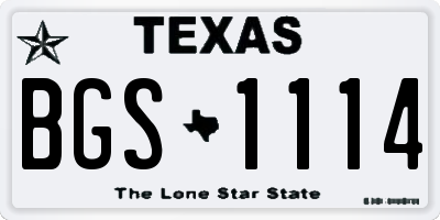 TX license plate BGS1114