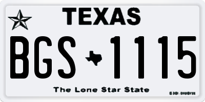 TX license plate BGS1115