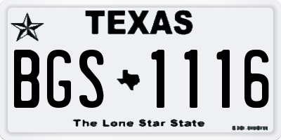 TX license plate BGS1116