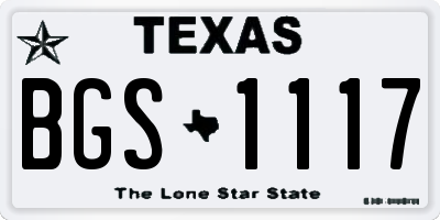 TX license plate BGS1117