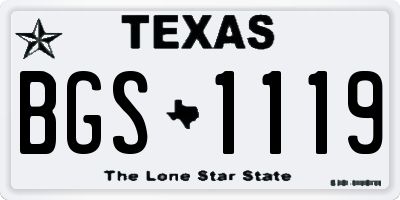 TX license plate BGS1119