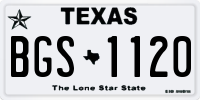 TX license plate BGS1120