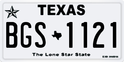 TX license plate BGS1121