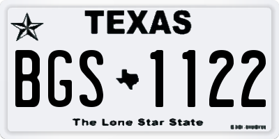 TX license plate BGS1122