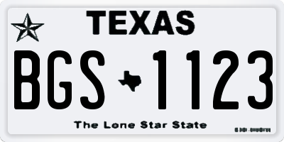 TX license plate BGS1123