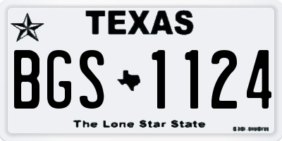 TX license plate BGS1124
