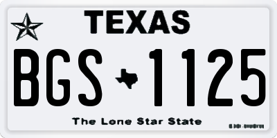 TX license plate BGS1125