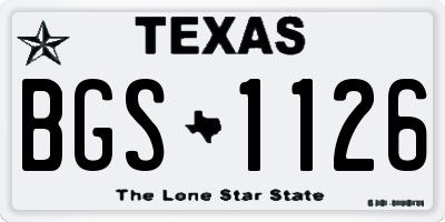 TX license plate BGS1126