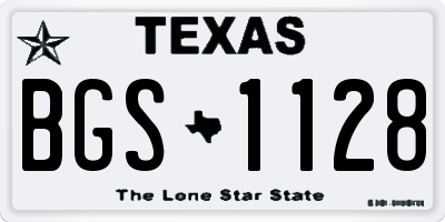 TX license plate BGS1128