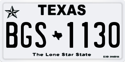 TX license plate BGS1130
