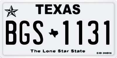 TX license plate BGS1131