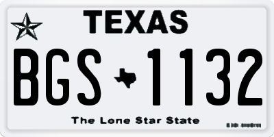 TX license plate BGS1132