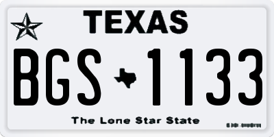 TX license plate BGS1133