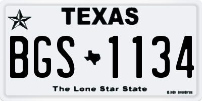 TX license plate BGS1134