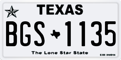 TX license plate BGS1135