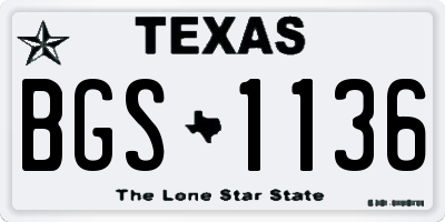 TX license plate BGS1136