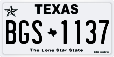 TX license plate BGS1137