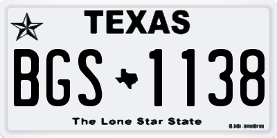 TX license plate BGS1138