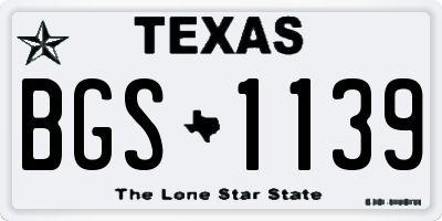 TX license plate BGS1139
