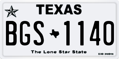 TX license plate BGS1140