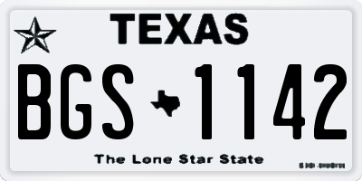 TX license plate BGS1142