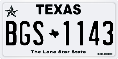 TX license plate BGS1143