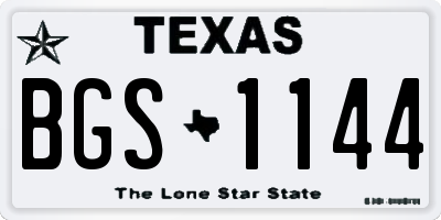 TX license plate BGS1144