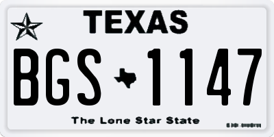 TX license plate BGS1147