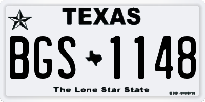 TX license plate BGS1148