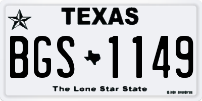 TX license plate BGS1149