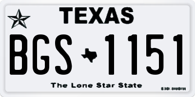 TX license plate BGS1151