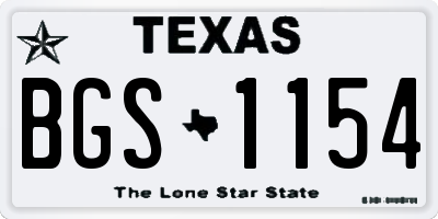 TX license plate BGS1154