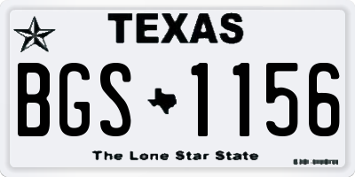 TX license plate BGS1156